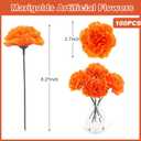 100PCS Marigold Flower Heads with Stems Artificial Cempasuchil Flowers for Da de Los Muertos Altar, Day of The Dead Decorations, Halloween, Mexican Party, DIY Garland & Wreath DcorOrange
