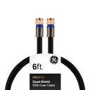 GE RG6 Coaxial Cable, 6 ft. F-Type Connectors, Quad Shielded Coax Cable, 3 GHz Digital, in-Wall Rated, Ideal for TV Antenna, DVR, VCR, Satellite, Cable Box, Home Theater, Black, 33528