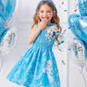 Disney Princess Frozen Elsa Minnie Stitch Toddler Girl Dress Bow Tie Straps Smocked Summer Outfit Birthday Party Clothes 2-9Y