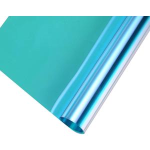 Transparent Decorative Window Film Anti UV Colorful Adhesive Vinyl Heat Insulation Solar Window Tinting Sheets Glass Film for Christmas Home Decoration, 24Inch x 10Feet, Blue