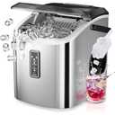 EUHOMY Ice Maker Countertop, 9 Cubes Ready in 6 Mins, 26lbs/24H, Self-Cleaning, Portable Ice Maker Machine with Carry Handle, Basket and Scoop, 2 Sizes of Bullet Ice for Home, Kitchen, Office