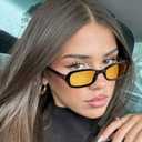 SODQW Rectangle Oval Sunglasses for Women Polarized 90s Vintage Small Sun Glasses Trendy Narrow Ladies Shades UV400