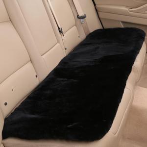 Fluffy Genuine Australia Sheepskin Car Seat Cover for Auto Interior Accessories with Soft Fuzzy Wool Eco-Friendly Natural Fur Non-Slip (Black, Back) (Back 17*53inchs)