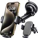 Qifutan Car Phone Holder Mount Phone Mount for Car Windshield Dashboard Air Vent Universal Hands Free Automobile Cell Phone Holder Fit for iPhone Smartphone Carbon Fiber