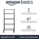 Amazon Basics 5-Shelf Heavy Duty Garage Shelving Storage Rack with 4" Wheel Casters, Adjustable Metal Wire Organizer, 300 lbs Per Shelf, 30" x 14" x 64.75", Black