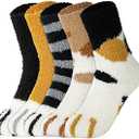 5 Pairs Fuzzy Cat Socks - Warm, Fluffy, Plush Winter Socks for Women