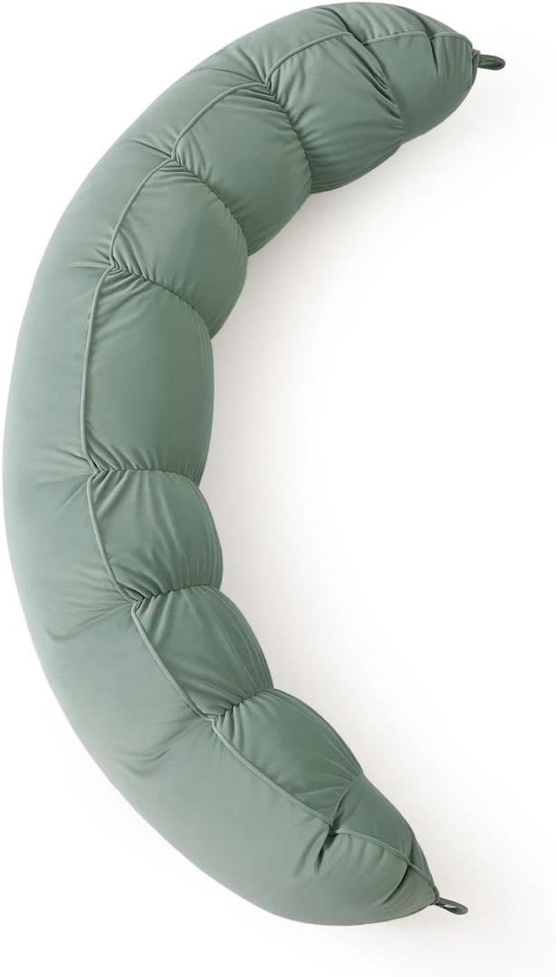 Ailuteie Peallow(Pat. Pend) – Long Round Body Pillow for Adults, Bolster Pillow for Sleeping, Soft and Supportive Pillow for Sleeping & Lumbar Support(Willow Green, 59")