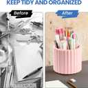 Desk Organizer, 360 Rotating Pen Holder for Desk, Pencil Cup with 7 Compartments Storage Box Caddy for Kids, Office, School, Home (White)
