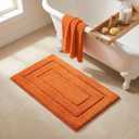 GRANNY SAYS Bathroom Rugs and Mats, 16" x 24" Non-Slip Bath Mat for Bathroom, Super Soft Absorbent Microfiber Bath Rug, Machine Washable and Dry, Small Orange Rug for Shower, Tub and Bath Floor