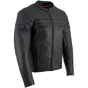 Milwaukee Leather SH1408 Men's Sporty Crossover Vented Black Motorcycle Leather Scooter Jacket, XL