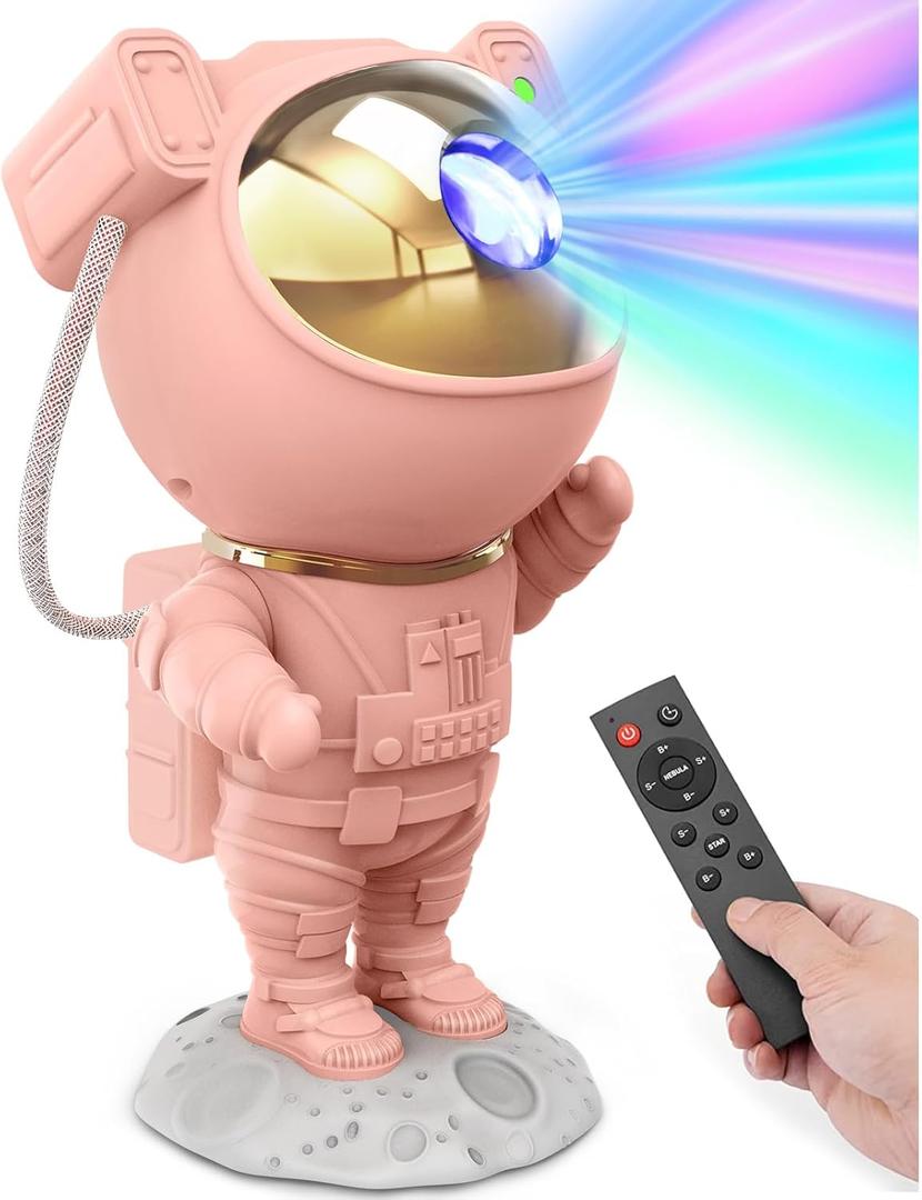 Cute Room Decor Aesthetic - Pink Astronaut Galaxy Projector for Teen Girls Bedroom, Star Projector Night Light with Remote, Kawaii Room Decor, 2025 Christmas Birthday Gifts for Teen Girls (Pink)