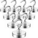 VNDUEEY Magnetic Hooks, 80 Lbs Heavy Duty Magnet Hooks Cruise for Hanging, Super Strong Magnetic Hooks for Cruise Cabin, Refrigerator, Classroom, Magnetic Metal Hooks for Grill (Silver, Pack of 10)