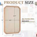 Wonderjune Vintage Framed PinBoard Linen Display Bulletin Board Large Cork Fabric Picture Photo Memo Pinboard Fancy Ornate Decorative Vision Board for Wall(Scalloped,20'' X 30'',Warm Oak), 33.1" x 24"