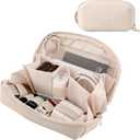 RIGHT AWAY Tech Pouch Electronics Organizer Travel Case, Cord Organizer Bag Cable Accessories Carry Storage for Essentials,Charger, Phone, Earphone,Flash Drive,Beige