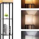 RUNTOP Floor Lamp with Shelves, Shelf Lamp with 3 Color Temperature LED Bulb,FloorLamp for Living Room, Modern Tall Standing Display Shelf Floor Lamps for Bedroom, Office (Black)