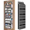 JARLINK Over the Door Organizer Storage, 5 shelf Hanging Organizer with 5 Large Capacity Pockets, Anti Tilt 44 lb Load Behind Door Storage for Bedroom, Bathroom, Pantry, Nursery, (Black)