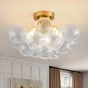 Bubble Chandelier Bubble Ceiling Light 17in Semi Flush Mount Chandelier Blown Glass Mid Century Close to Ceiling Light Fixture for Bedroom Hallway Entryway Kitchen Foryer Dining Room 1 Pack