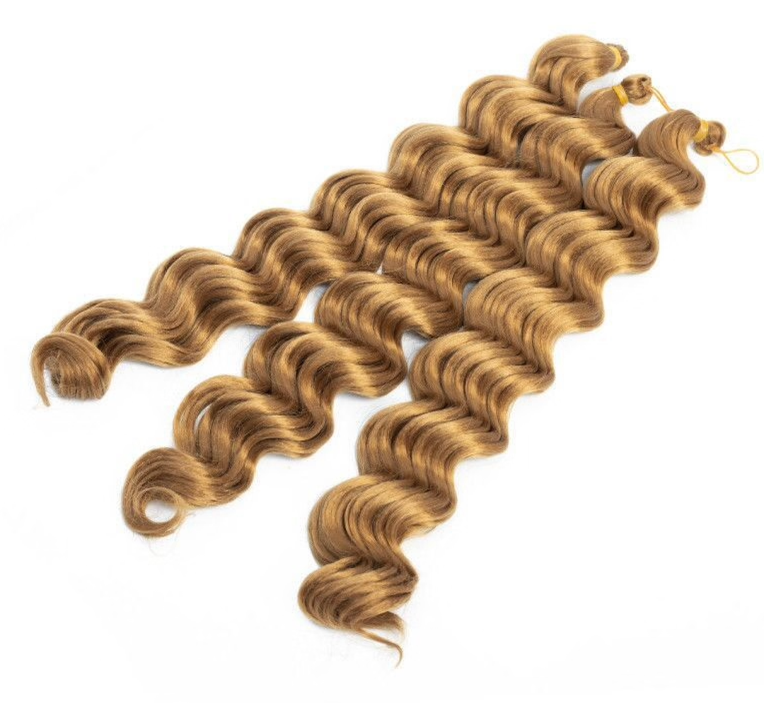 Synthetic Curly Hair Pre Stretched 20 Inch Bouncy French Curly Hair Mix Blond and Brown Loose Wavy Crochet Braids Hair for Women