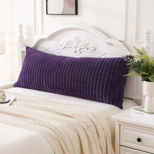 Decorative Body Pillow Cover 20x54 Inches, Super Soft and Cozy Bubble Textured Fleece Long Body Pillowcase with Zipper Closure,1 Pack, Aubergine