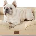 Bedsure Orthopedic Dog Bed for Medium Dogs - Waterproof Dog Sofa Beds Medium, Supportive Foam Pet Couch Bed with Removable Washable Cover, Waterproof Lining and Nonskid Bottom, Light Khaki (28.0"L x 23.0"W x 6.5"Th)