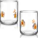 Vesici 2 Pcs Christmas Icon Juice Glass 16 oz Gingerbread Man Stemless Drinking Glasses Icon Juice Glasses Drinking Cups for Xmas Holiday Party Supplies and Lovely Gifts