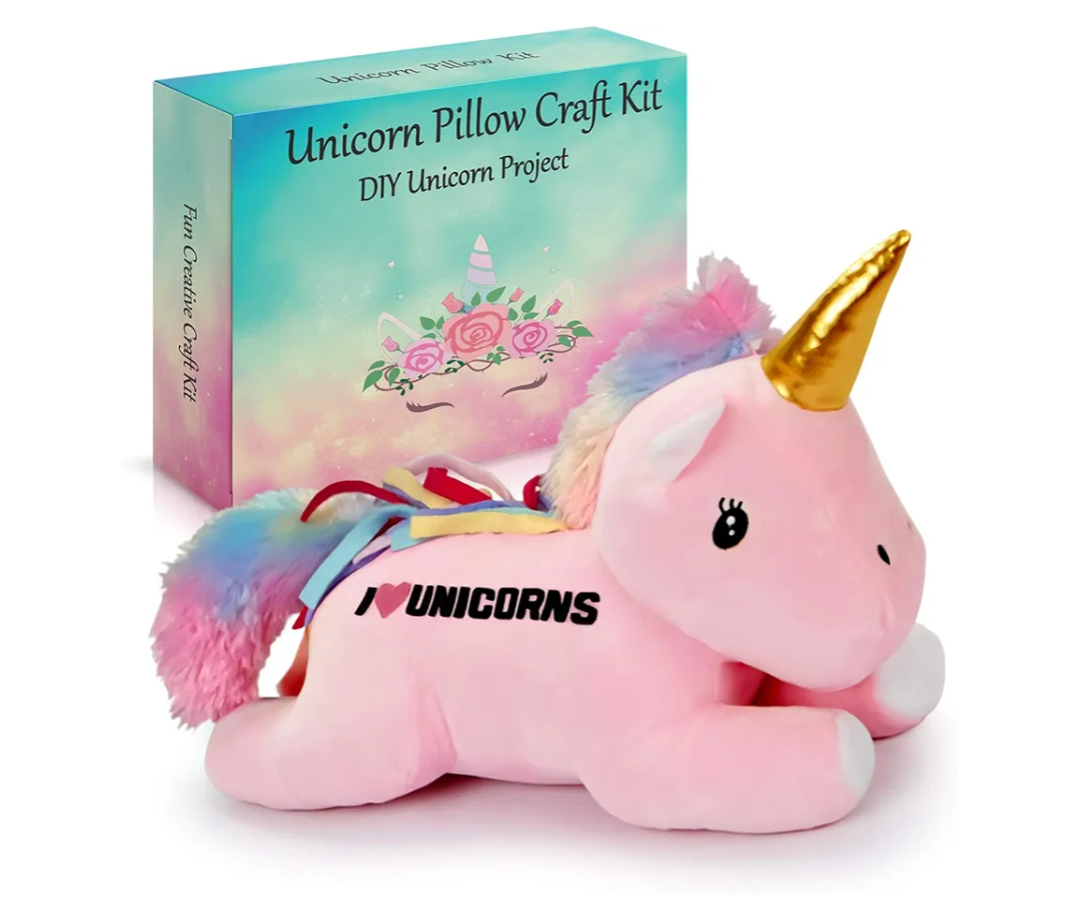 Make Your Own Unicorn Pillow Kit Arts and Crafts for Girls (No Sew), DIY Unicorn Craft Girl Ages 3 4 5 6 7 8 9 10 Years Old, Gifts for Kids, Birthday Present, Best Christmas Toy, Kids Project.