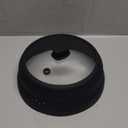 Microwave Splatter Cover Glass Cover Guard Lid with Collapsible Silicone for Food Pot Plate Cover 9.8 inch Black