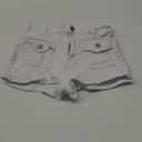 GOBLES Women's Sexy High Stretch Slim Fit Cargo Denim Shorts with Front Pockets (Medium, White)