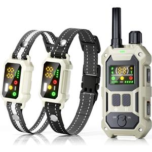 BLACKDOG Military Dog Shock Collar 2 Dogs (5-150lbs) - 4200ft Dog Training Collar with Remote, 4 Training Modes, Flashlight&Strobe, 90-Day Battery, IP67 Waterproof Dog E Collar for All Breeds (Beige)