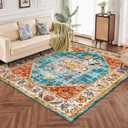 INGEROOM Washable Area Rugs for Living Room Vintage Large Area Rug 69 Boho Rug Non-Slip Carpet Machine Washable Area Rugs for Bedroom and Kitchen Made of Faux Wool Ruggable Rugs