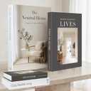 Decorative Books for Neutral Home - Fake Books Storage Box for Decoration - Set of 2 Coffee Table Book - Photo Storage Keepsake Box for Room Bookshelf Decor, Charcoal