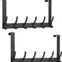Over The Door Hooks, Door Hanger Hooks for Hanging, Over The Doors Towel Racks for Bathroom with 12 Coat Hook, Coat Rack Bathroom Accessories2 Pack, Black