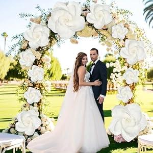 Humyoun Giant Paper Flowers Artificial Paper Flower Decorations for Wedding Graduation Bridal Shower Birthday Handcrafted Wall Backdrop Table Centerpieces Party Supplies(White, 12 Pcs)