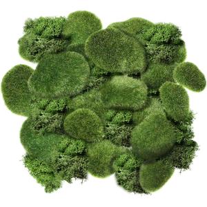 Chuangdi 20 Pcs Artificial Moss Rock Assorted Sized Decorative Faux Green Stones Green Moss Balls Decor for Floral Arrangements and Crafting Gardens