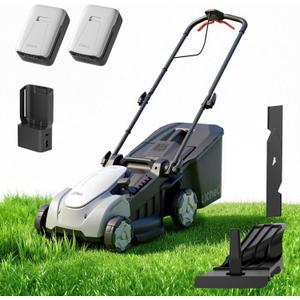 Litheli 40V 16 Inch Cordless Lawn Mower, Brushless Battery Powered Push Mower, 6 Adjustable Cutting Heights 25-75mm, 50L Collection Bag & Mulching, 2x5.0Ah Batteries and Charger Included