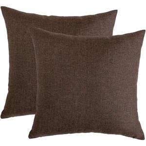 RainRoad Linen Decorative Throw Pillow Covers Cushion Cover Pillow Case for Sofa Couch Bed Chair, Soft Square Dark Brown Throw Pillows 18x18 Inch,Set of 2