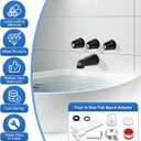 Tub Shower Trim Kit, Shower Knob and Bath Tub Spout, Compatible with Price/Pfister Verve Tub Faucet Handle, for Use with 1/2 in, 3/4 in IPS Connection, With Four in One Tub Spout Adapter (Matte Black)