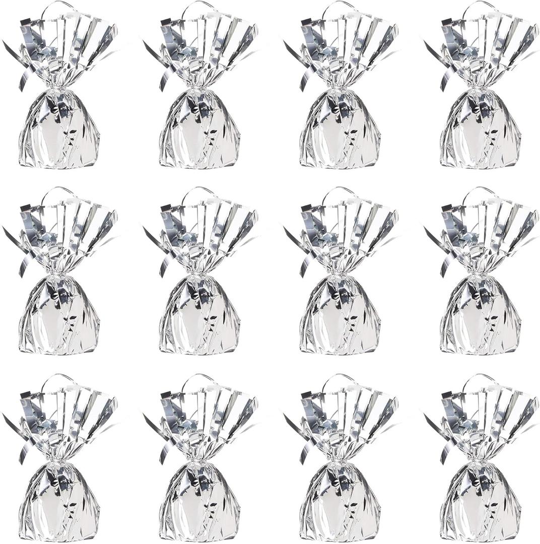 Beistle Metallic Wrapped Balloon Weight Pack of 12 (Silver)