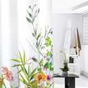 Floral Shower Curtain,Abstract Butterfly Multi Flower Leaves Polyester Fabric Shower Curtain Bathroom Curtain Sets Decor with Hooks 72 X 72 Inches