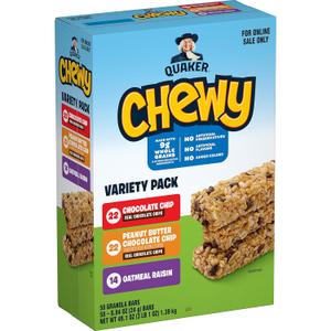 Quaker Chewy Granola Bars, 3 Flavor Variety Pack, (58 Pack) (EXP 10/30/26)