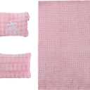 Travel Blanket and Pillow-2-in-1, Ultra-Soft & Compact, Airplane Blanket with Hand Luggage Belt and Backpack Clip, Travelers Accessories Gifts, 61x43 Inches (Pink)