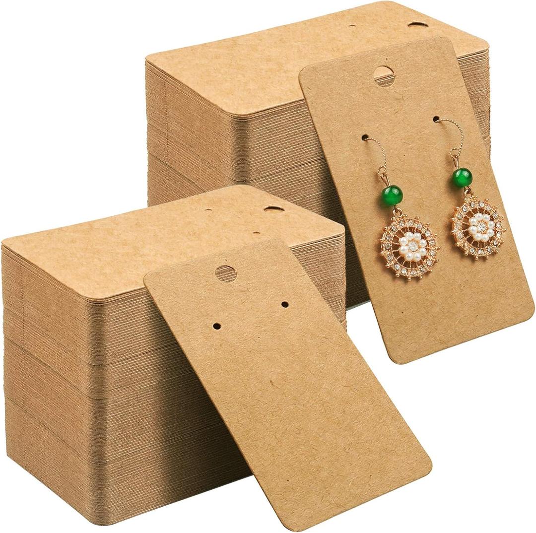 Kraft Paper Earring Display Cards, 500 Pack, 3.5 x 2 Inches (Brown)
