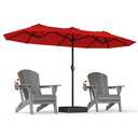 PatioKingdom 15FT Large Patio Umbrella with Base Included, Double Sided Large Outdoor Umbrella with Sturdy Fiberglass Ribs, Rectangular Patio Market Umbrella for Pool, Yard, Garden, Deck(Red)