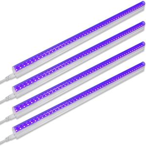 Barrina UV LED Blacklight Bar, 9W 2ft, T5 Integrated Bulb, Black Light Fixture for Blacklight Poster Halloween Decorations and Christmas Party, Fun Atmosphere with Built-in ON/Off Switch (4-Pack)