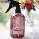 Glass Handheld Spray Bottle - 12oz Refillable Bottle Adjustable Nozzle Watering Can for Garden Plants Cleaning Solutions (Pink)