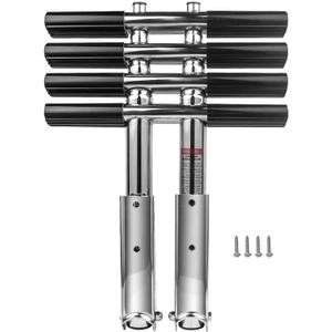 4 Step Boat Ladder, Stainless Steel Over Platform Dive Boarding Ladders for Bass Fishing Boats, Heavy-Duty with Non-Slip Treads