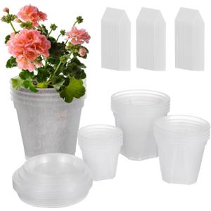 OMISTAR 8 Pcs Clear Plant Pots with Drainage - Clear Nursery Pots with Drainage Holes, Ideal for Lily Plants, Height 3-6 Inches Lightweight and Stackable Design for Efficient Growth