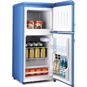 TY-FLS-80G-BLUE-H018 Retro Mini Fridge with Freezer, Blue