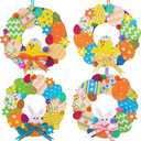 12 Sets Easter Wreath Decorations DIY Foam Easter Wreath Signs Craft Kits Easter Eggs Bunny Chick Foam Easter Stickers Pom-Poms Googly Eyes for Kids Party Favors Classroom Home Activity Art Project