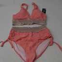 Blooming Jelly Women High Waisted Bikini Sets Tummy Control Swimsuits Color Block Two Piece Drawstring Bathing Suit (Medium, Coral Pink)